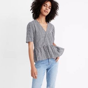 Madewell, Black and White Gingham, Peplum Top